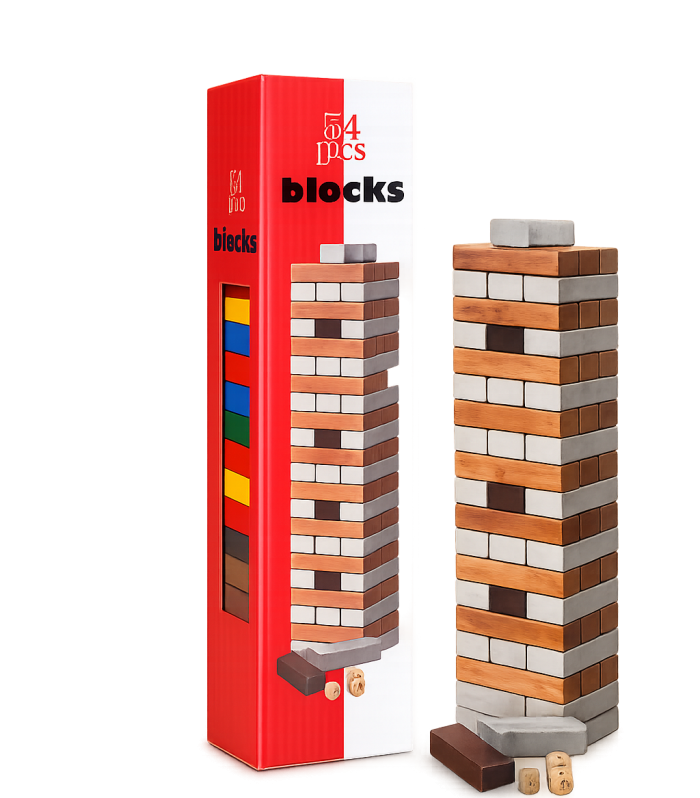 54 PCS Wooden Jenga Blocks Game